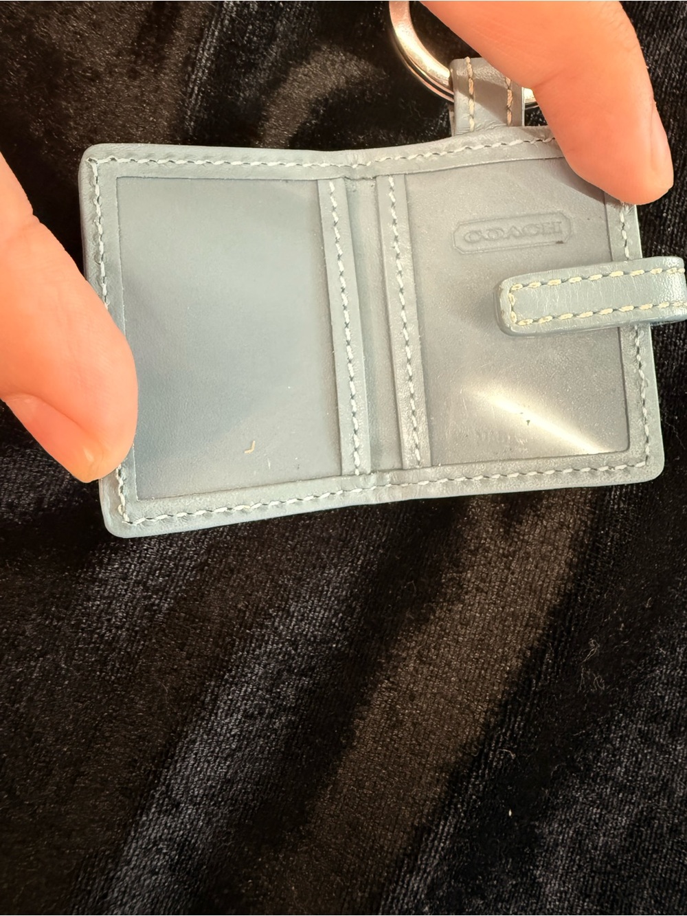 Vintage Coach Light Blue Signature Mini Book Keychain - Picture 3 of 5